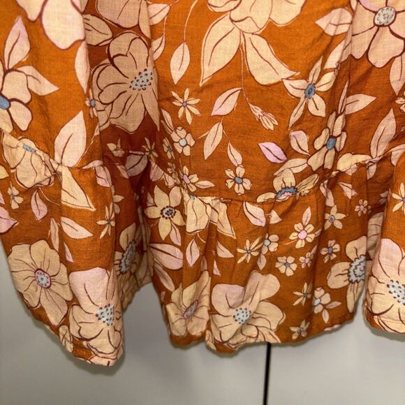 Free People Frankie Floral Peasant Tie Neckline Tunic Top XS New Boho Cotton - Picture 5 of 15